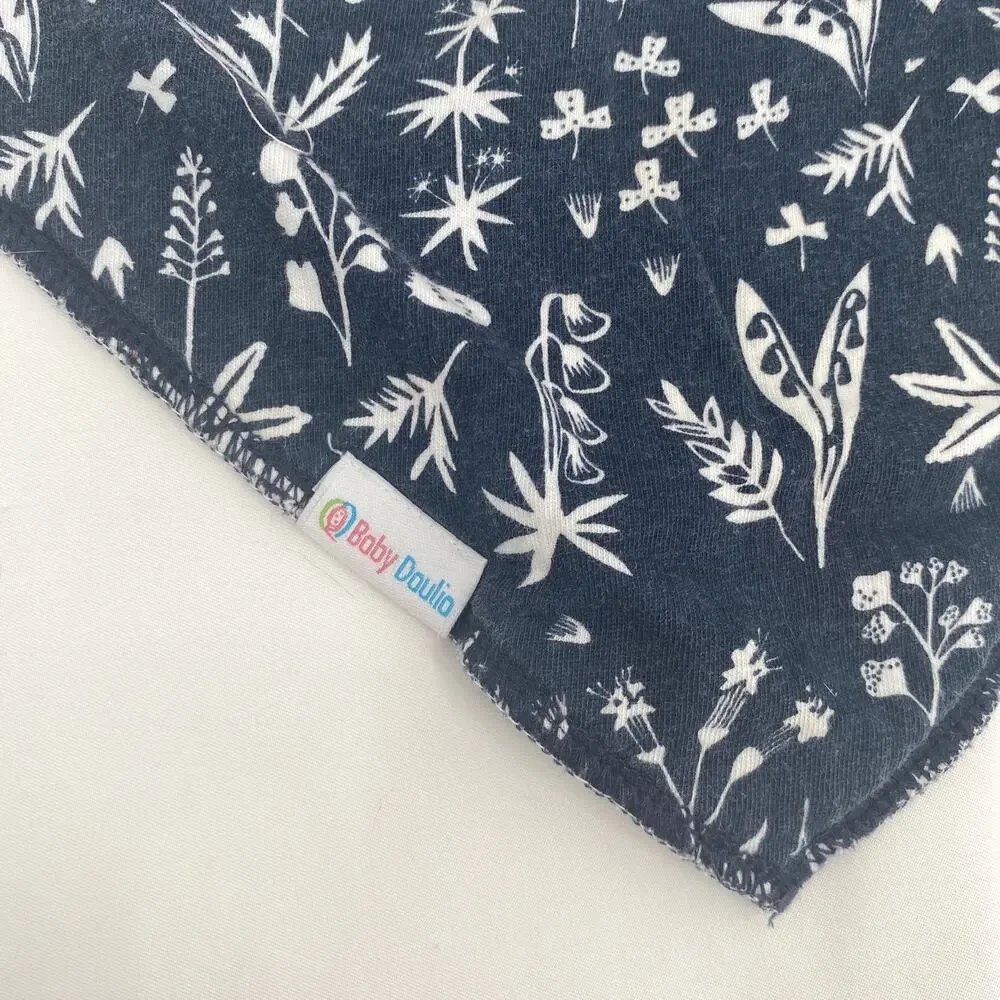 Baby Daulia Organic Cotton Bandana Bib Snap Closure Navy Blue White
